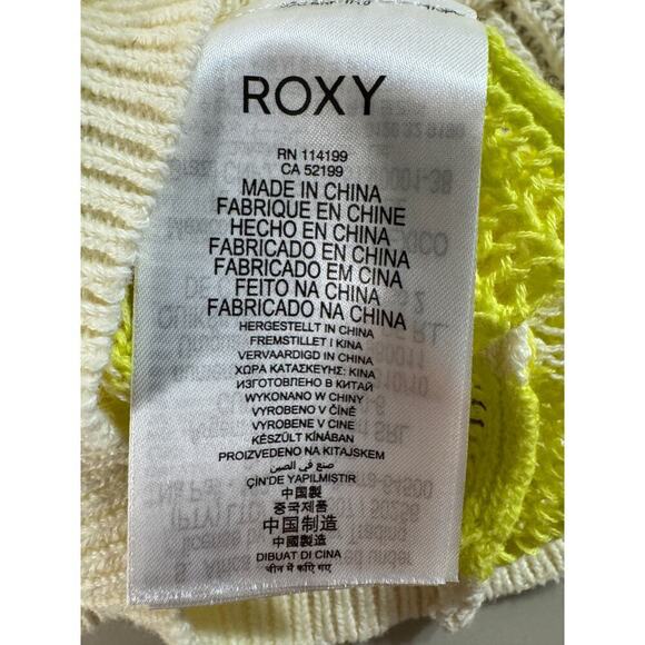 Roxy Juniors Rocky Point Stripe Crew Neck Open Knit Sunshine Layering Sweater XL - Picture 13 of 15